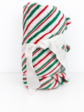 Red and Green Striped Plush Blanket