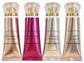 Four metallic hand cream tubes: Strawberry Vanilla, Pomegranate Bergamot, Honey Almond, Salted Caramel