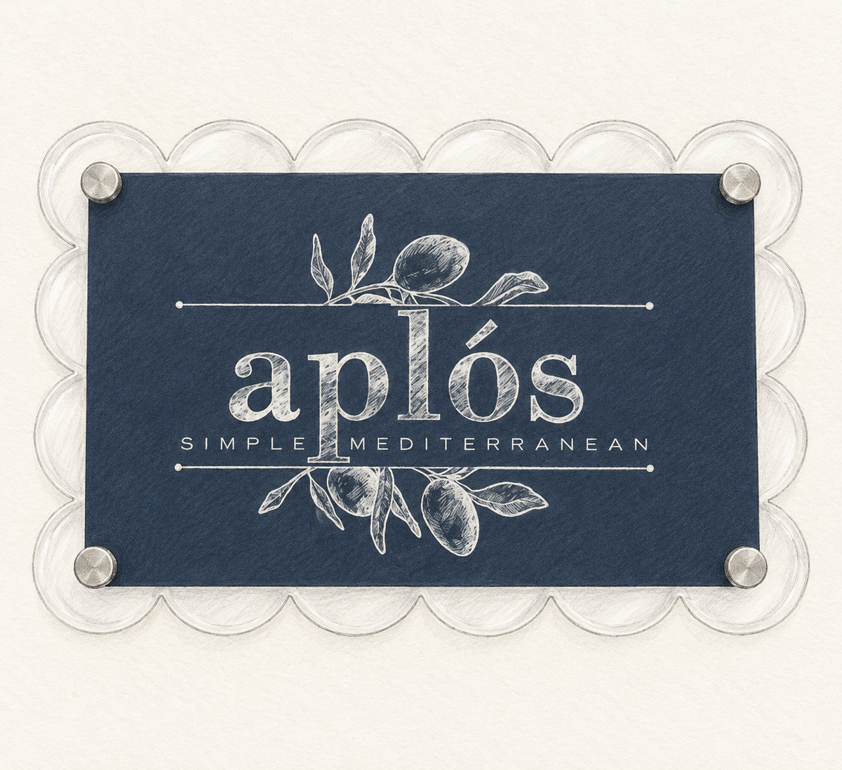 Clear scalloped acrylic frame holding an example gift card
