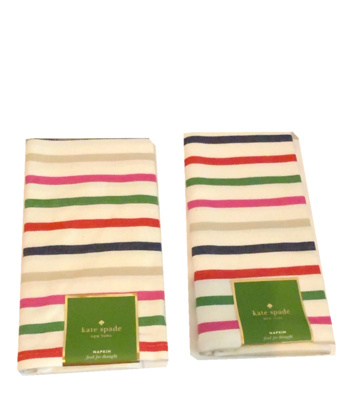 Two Kate Spade New York striped cloth napkins