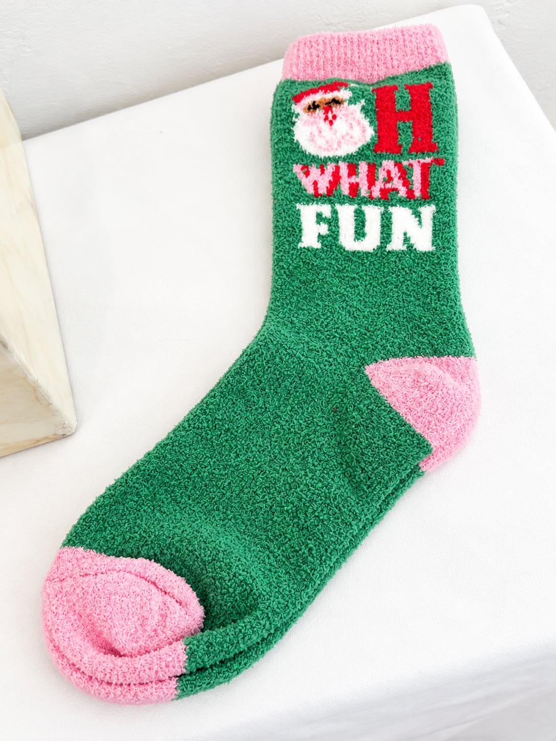 Oh What Fun Santa Fuzzy Socks