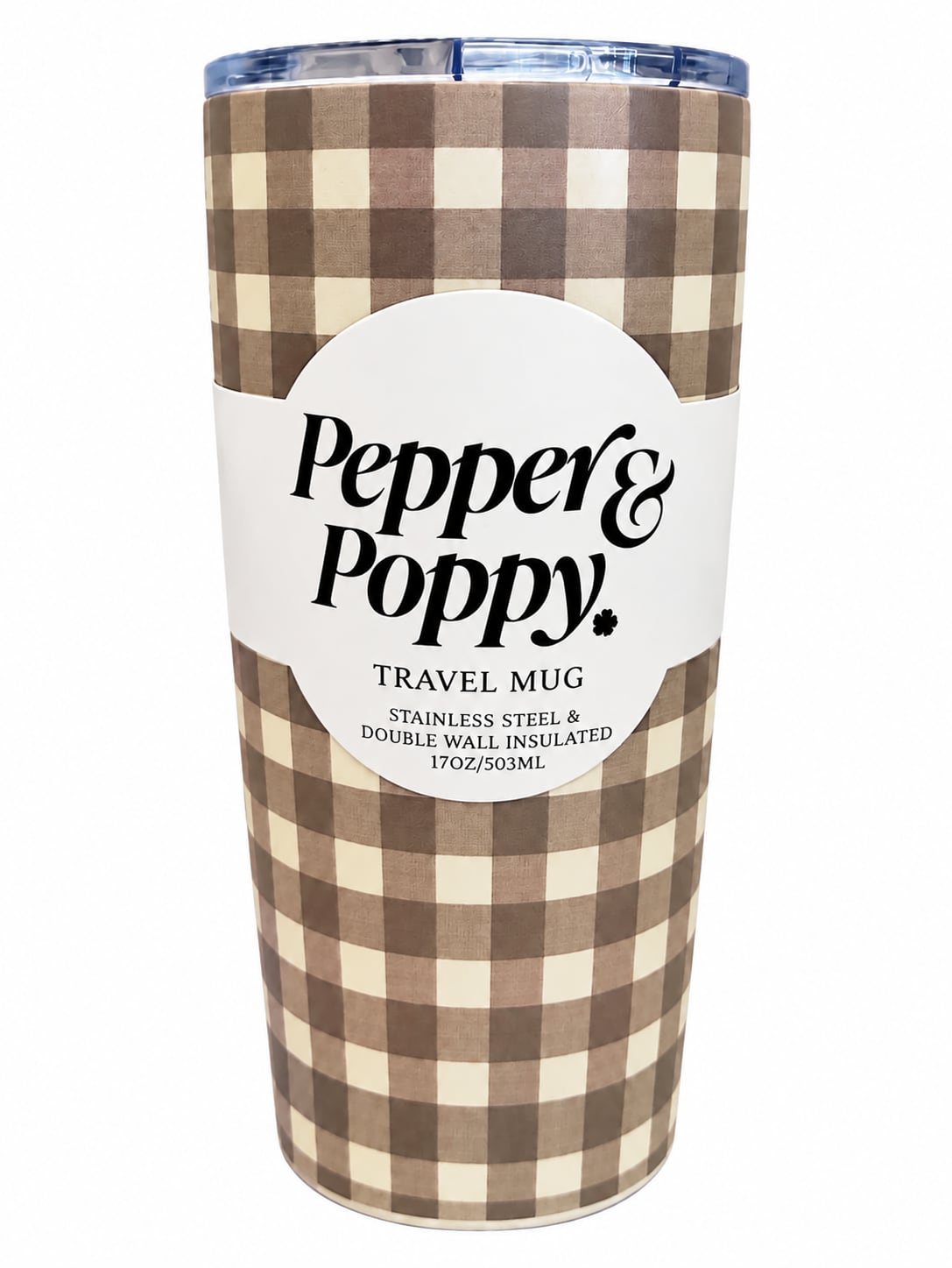 Pepper & Poppy Gingham Travel Mug, 17 oz