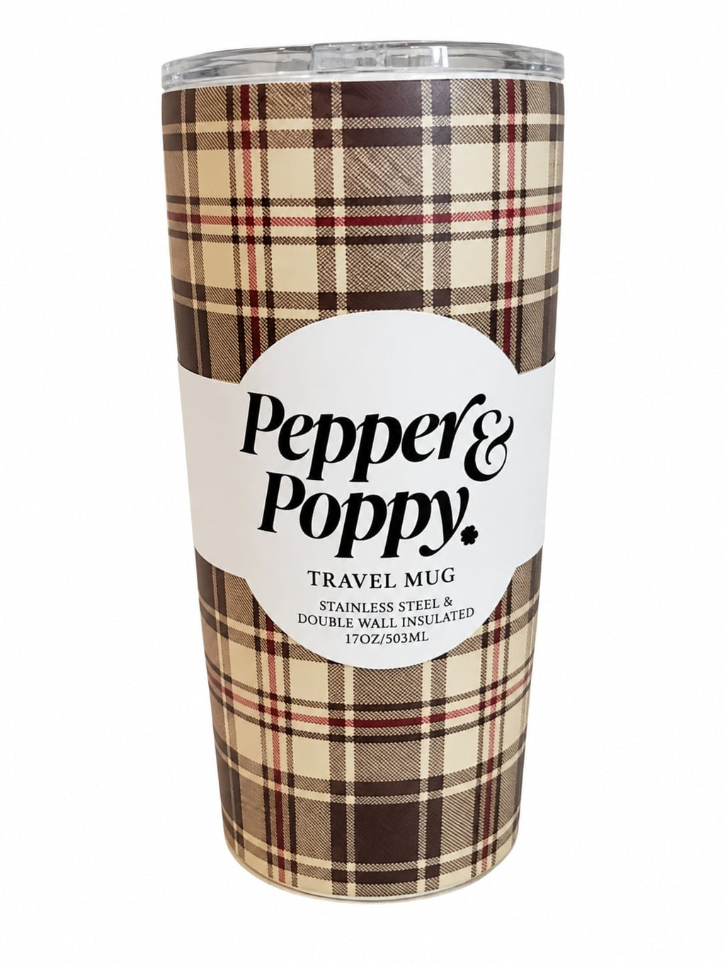Pepper & Poppy Plaid Travel Mug, 17 oz