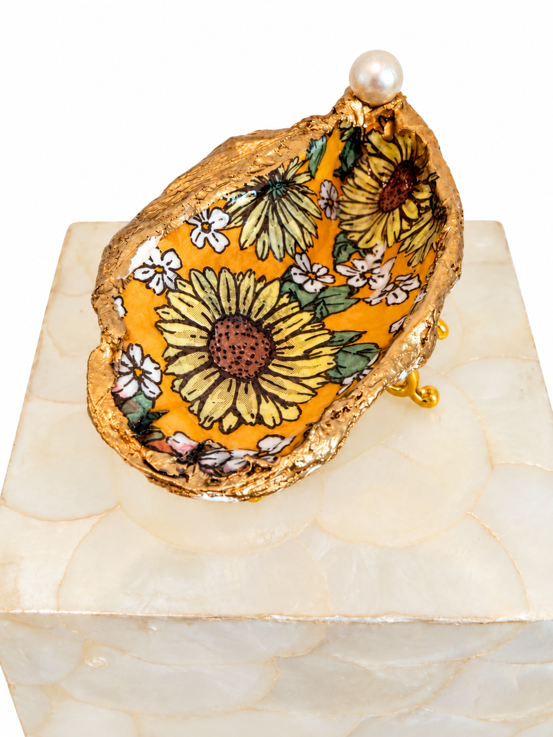 Sunflower Oyster-Shell Trinket Dish