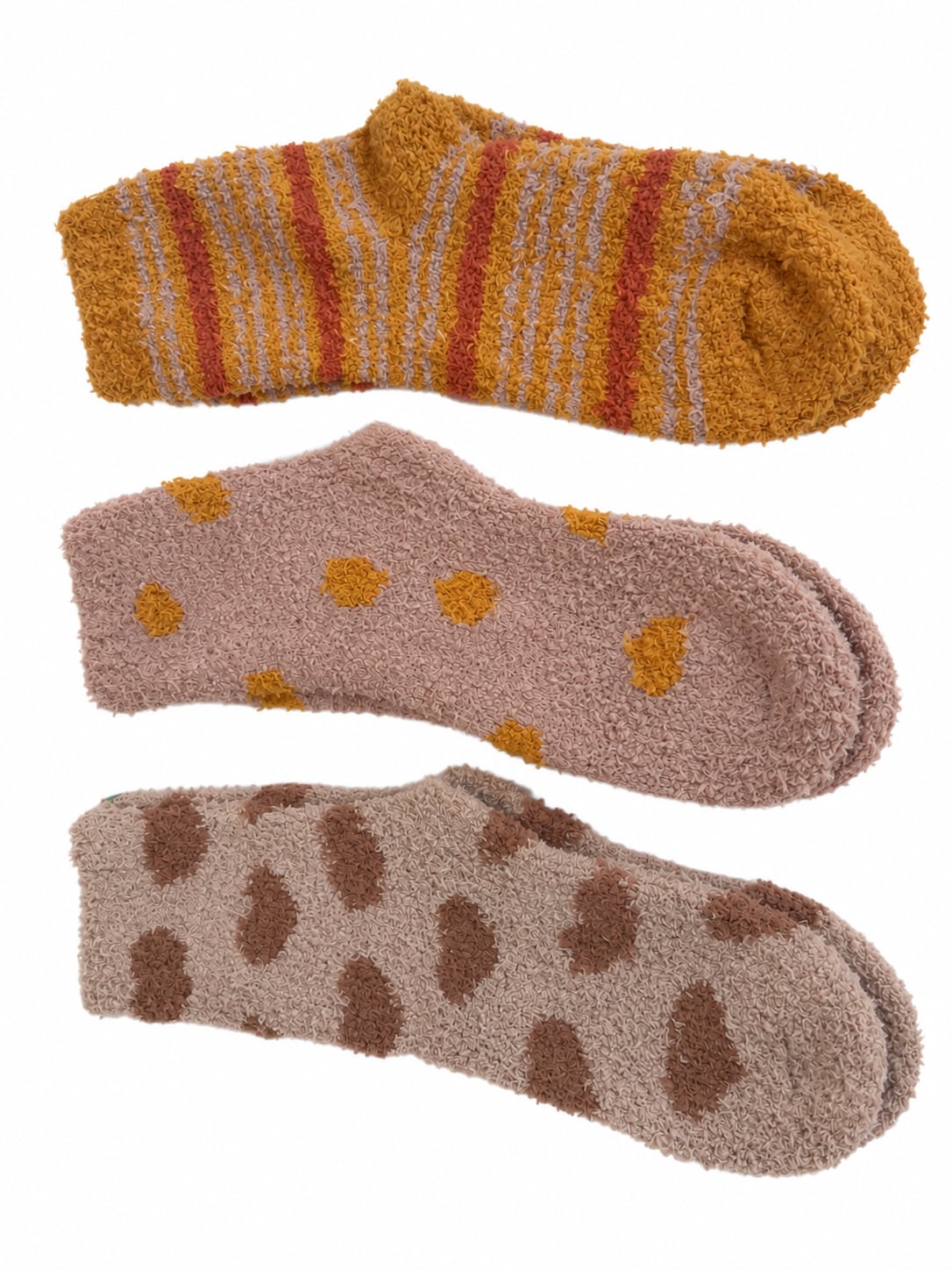 Warm-Tone Patterned Fuzzy Socks